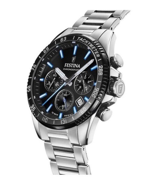 Festina Timeless 크로노그래프 스테인레스 스틸 블랙 다이얼 쿼츠 F20560-5 100M 남성용 시계