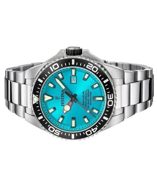 Festina 다이버 스테인레스 스틸 터키석 다이얼 쿼츠 F20663-5 200M 남성용 시계