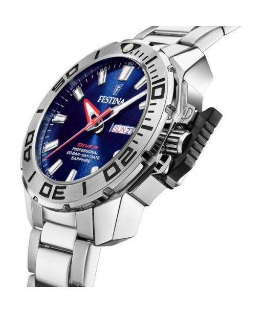 Festina 다이버 스테인레스 스틸 블루 다이얼 쿼츠 F20665-1 200M 남성용 시계