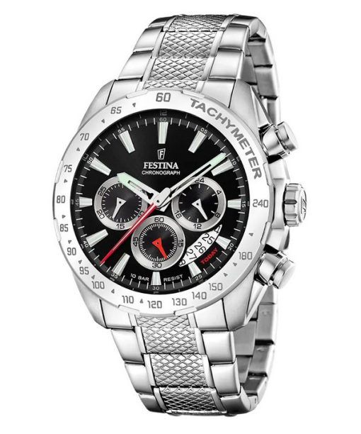 Festina Chrono Sport 스테인레스 스틸 블랙 다이얼 쿼츠 F20668-4 100M 남성용 시계