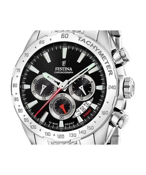 Festina Chrono Sport 스테인레스 스틸 블랙 다이얼 쿼츠 F20668-4 100M 남성용 시계