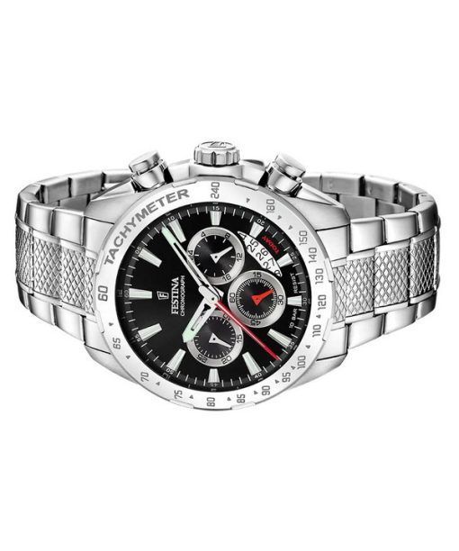 Festina Chrono Sport 스테인레스 스틸 블랙 다이얼 쿼츠 F20668-4 100M 남성용 시계