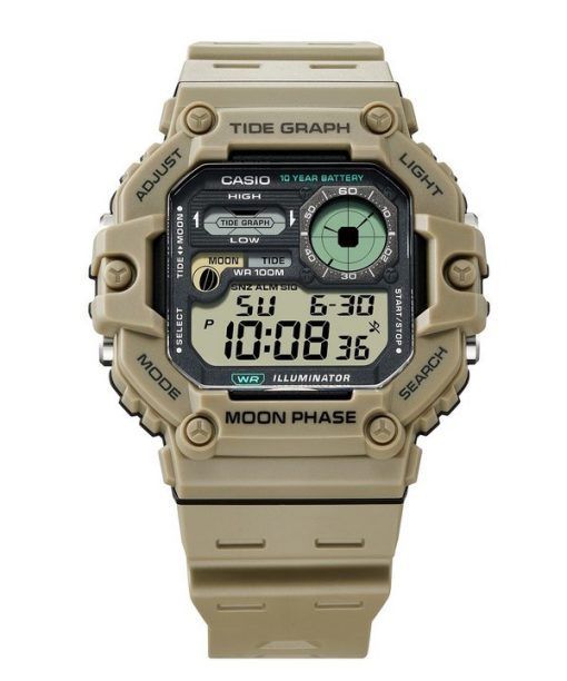 Casio 표준 디지털 그래프 문 페이즈 레진 스트랩 쿼츠 WS-1700H-5AV 100M 남성용 시계