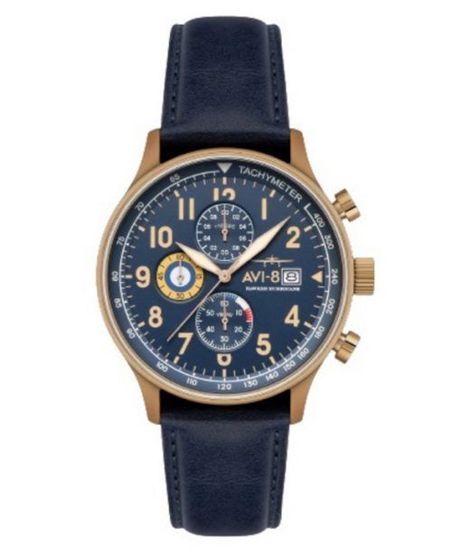 AVI-8 Hawker Hurricane Classic Chronograph Regent Blue Leather Strap Blue Dial Quartz AV-4011-0Q Men's Watch