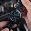 AVI-8 Hawker Hurricane Dual Retrograde Chronograph Storm Black Leather Strap Black Dial Quartz AV-4056-0A Men's Watch