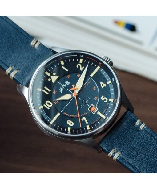 AVI-8 Hawker Hurricane Kent Automatic Sussex Leather Strap Blue Dial Automatic AV-4094-02 Men's Watch