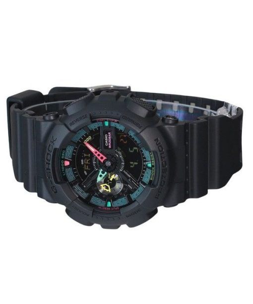 Casio G-Shock 아날로그 디지털 멀티 형광 악센트 시리즈 수지 스트랩 블랙 다이얼 쿼츠 GA-110MF-1A 200M 남성용 시계