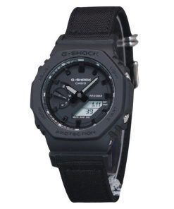 Casio G-Shock 아날로그 디지털 에코 천 스트랩 블랙 다이얼 쿼츠 GA-2100BCE-1A 200M 남성용 시계