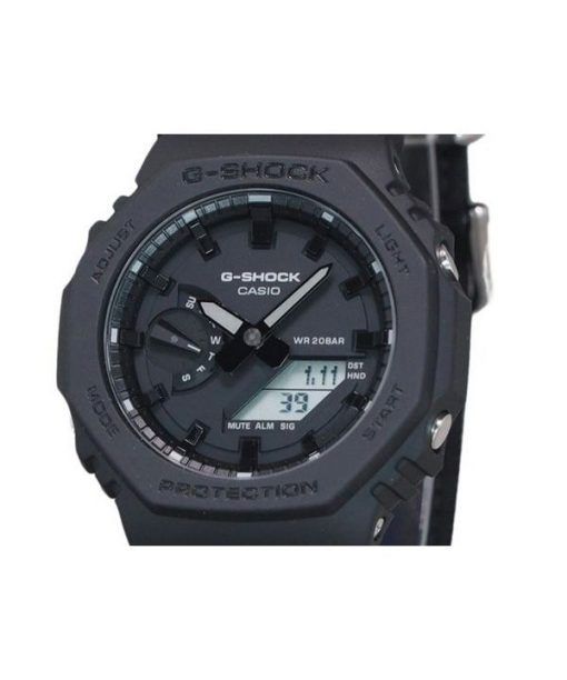 Casio G-Shock 아날로그 디지털 에코 천 스트랩 블랙 다이얼 쿼츠 GA-2100BCE-1A 200M 남성용 시계