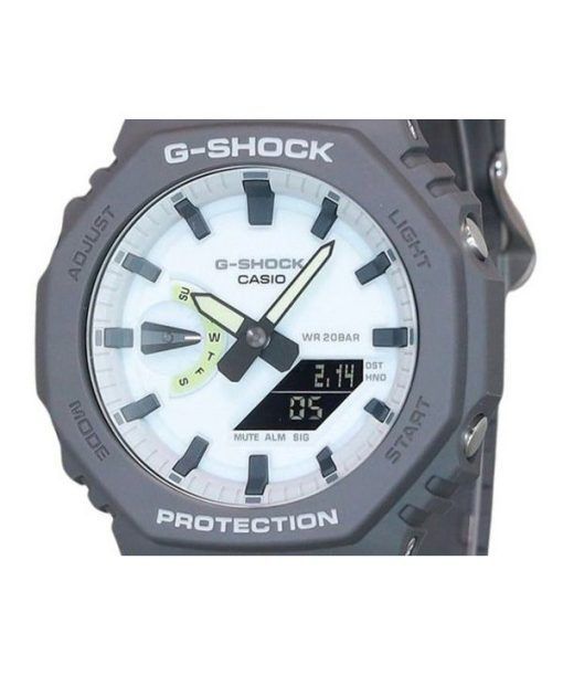 Casio G-Shock Hidden Glow Series Analog Digital Bio Based Resin Strap White Dial Quartz GA-2100HD-8A 200M Men's Watch