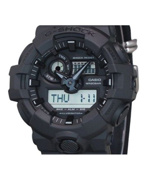 Casio G-Shock 아날로그 디지털 에코 천 스트랩 블랙 다이얼 쿼츠 GA-700BCE-1A 200M 남성용 시계