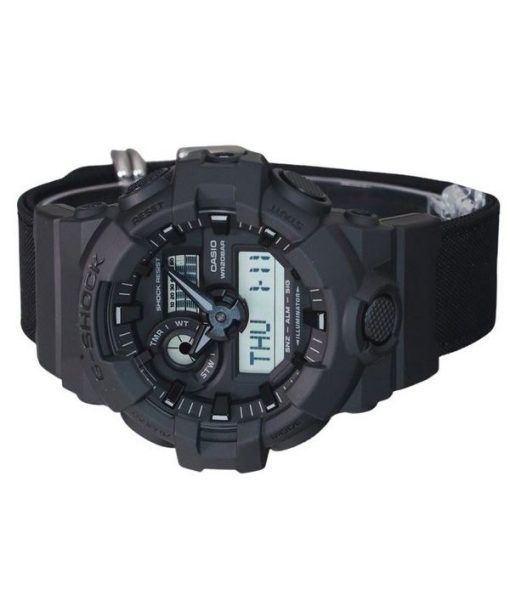 Casio G-Shock 아날로그 디지털 에코 천 스트랩 블랙 다이얼 쿼츠 GA-700BCE-1A 200M 남성용 시계