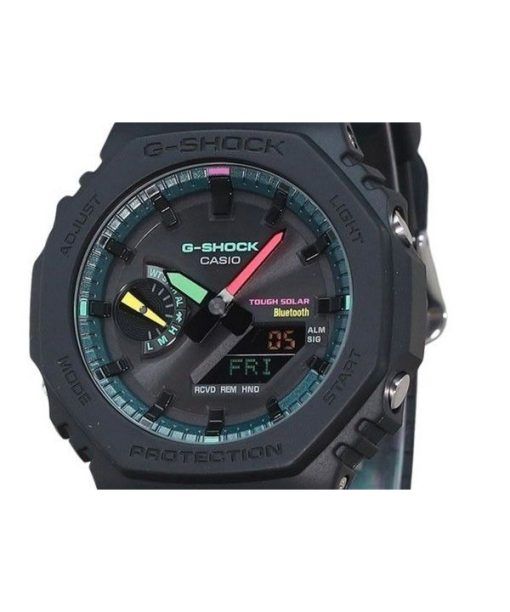 Casio G-Shock 아날로그 디지털 스마트폰 링크 멀티 형광 액센트 시리즈 터프 솔라 GA-B2100MF-1A 200M 남성용 시계