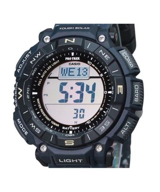 Casio ProTrek Climber Line 디지털 블루 실리콘 스트랩 터프 솔라 PRG-340SC-2 100M 남성용 시계