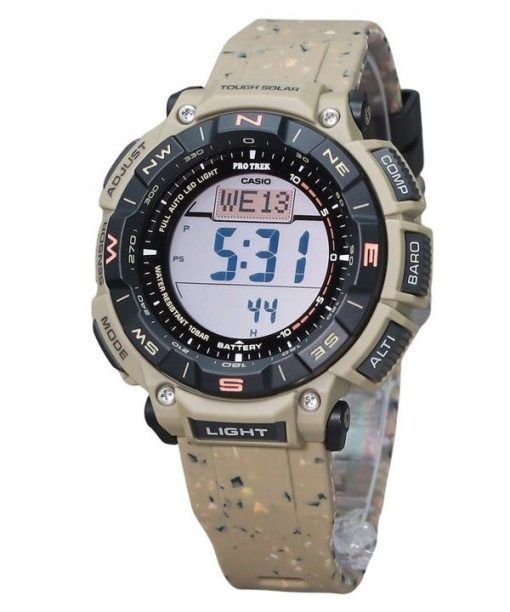 Casio ProTrek Climber Line 디지털 베이지 실리콘 스트랩 터프 솔라 PRG-340SC-5 100M 남성용 시계