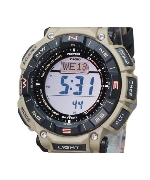 Casio ProTrek Climber Line 디지털 베이지 실리콘 스트랩 터프 솔라 PRG-340SC-5 100M 남성용 시계