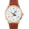 Orient Bambino 버전 9 클래식 Sun 및 Moon Phase 가죽 스트랩 화이트 다이얼 자동 RA-AK0801S00C 남성용 시계