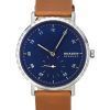 Skagen Kuppel 브라운 가죽 스트랩 블루 다이얼 쿼츠 SKW6888 남성용 시계