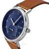 Skagen Kuppel 브라운 가죽 스트랩 블루 다이얼 쿼츠 SKW6888 남성용 시계