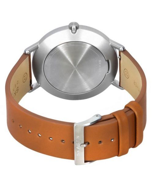 Skagen Kuppel 브라운 가죽 스트랩 블루 다이얼 쿼츠 SKW6888 남성용 시계