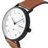 Skagen Kuppel 브라운 가죽 스트랩 화이트 다이얼 쿼츠 SKW6889 남성용 시계