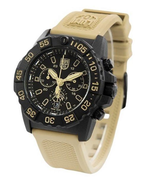 Luminox Navy Seal Foundation 크로노그래프 블랙 다이얼 쿼츠 다이버 XS.3590.NSF.SET 200M 남성용 시계(추가 스트랩 포함)