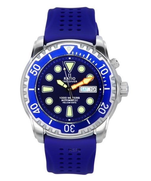 Ratio FreeDiver 버전 02 헬륨 안전 1000M 사파이어 자동 블루 다이얼 1068HA90-34VA-BLU-V02 남성용 시계