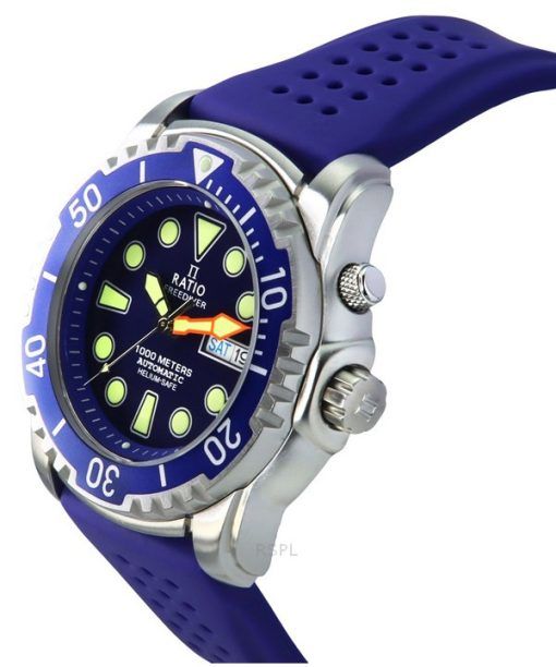 Ratio FreeDiver 버전 02 헬륨 안전 1000M 사파이어 자동 블루 다이얼 1068HA90-34VA-BLU-V02 남성용 시계