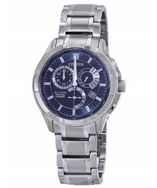 Citizen 시티즌시계 에코드라이브 퍼페추얼 캘린더 GMT 스테인레스 스틸 블루 다이얼 BL8160-58L 100M 남성용 시계