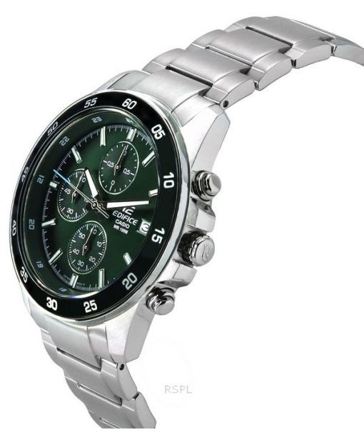 Casio Edifice 아날로그 표준 크로노그래프 스테인레스 스틸 그린 다이얼 쿼츠 EFR-526D-3A 100M 남성용 시계