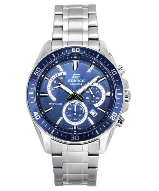 Casio Edifice 아날로그 표준 크로노그래프 스테인레스 스틸 블루 다이얼 쿼츠 EFR-552D-2A 100M 남성용 시계