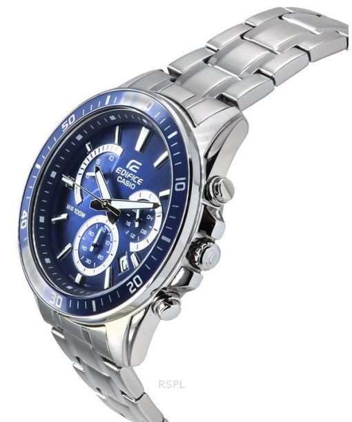 Casio Edifice 아날로그 표준 크로노그래프 스테인레스 스틸 블루 다이얼 쿼츠 EFR-552D-2A 100M 남성용 시계