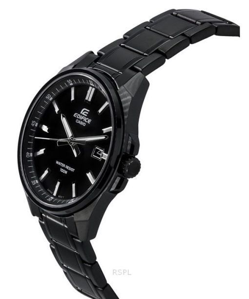 Casio Edifice 아날로그 블랙 이온 도금 스테인레스 스틸 블랙 다이얼 쿼츠 EFV-150DC-1A 100M 남성용 시계