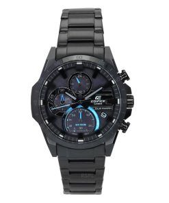 Casio Edifice 아날로그 크로노그래프 스테인레스 스틸 블랙 다이얼 Solar EQS-940DC-1B 100M 남성용 시계