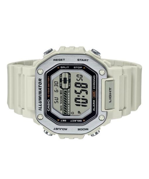 Casio 표준 디지털 화이트 레진 스트랩 쿼츠 MWD-110H-8AV 100M 남성용 시계