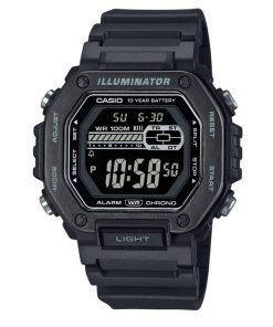 Casio 표준 디지털 블랙 레진 스트랩 블루 다이얼 쿼츠 MWD-110HB-1BV 100M 남성용 시계