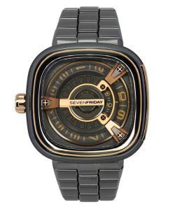 Sevenfriday M-시리즈 스테인레스 스틸 블랙 다이얼 자동 M2/02M SF-M2-02M 남성용 시계