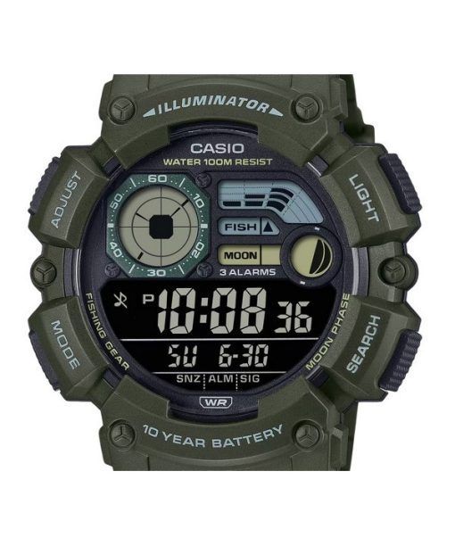 Casio 디지털 레진 스트랩 쿼츠 WS-1500H-3BV 100M 남성용 시계