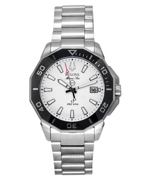 Bulova Marine Star 스테인레스 스틸 화이트 다이얼 Precisionist Quartz 다이버 96B426 200M 남성용 시계