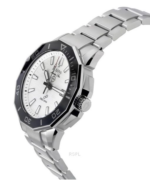 Bulova Marine Star 스테인레스 스틸 화이트 다이얼 Precisionist Quartz 다이버 96B426 200M 남성용 시계