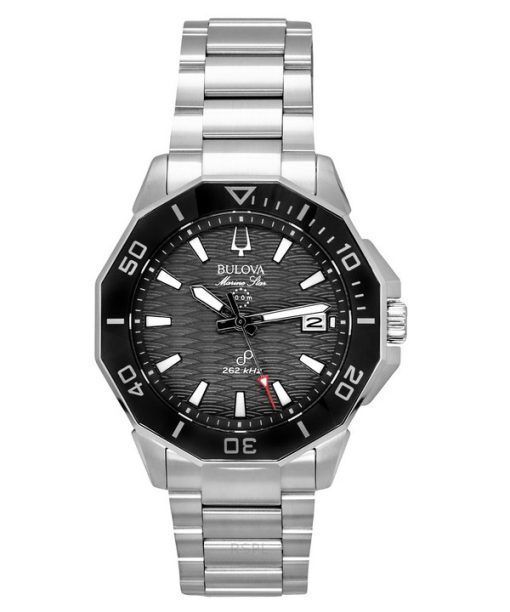 Bulova Marine Star 스테인레스 스틸 블랙 다이얼 Precisionist Quartz 다이버 96B434 200M 남성용 시계