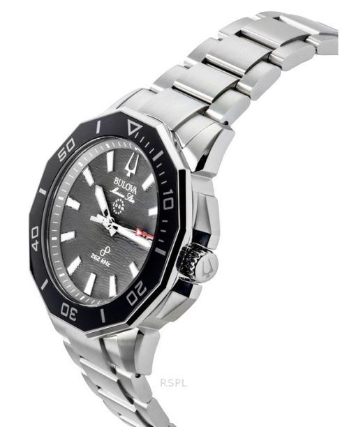 Bulova Marine Star 스테인레스 스틸 블랙 다이얼 Precisionist Quartz 다이버 96B434 200M 남성용 시계