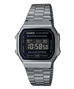 카시오 빈티지 디지털 스테인레스 스틸 팔찌 블랙 다이얼 쿼츠 A168WGG-1B 남여 시계