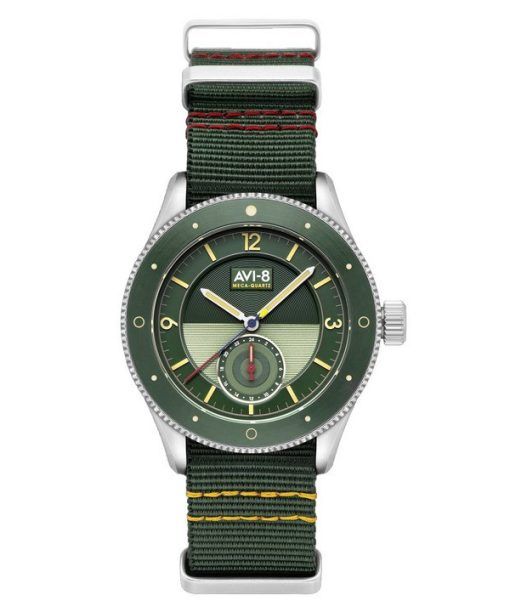 AVI-8 Flyboy Airmaster Sector Meca-Quartz Vert 그린 나일론 스트랩 그린 다이얼 AV-4112-02 남성용 시계