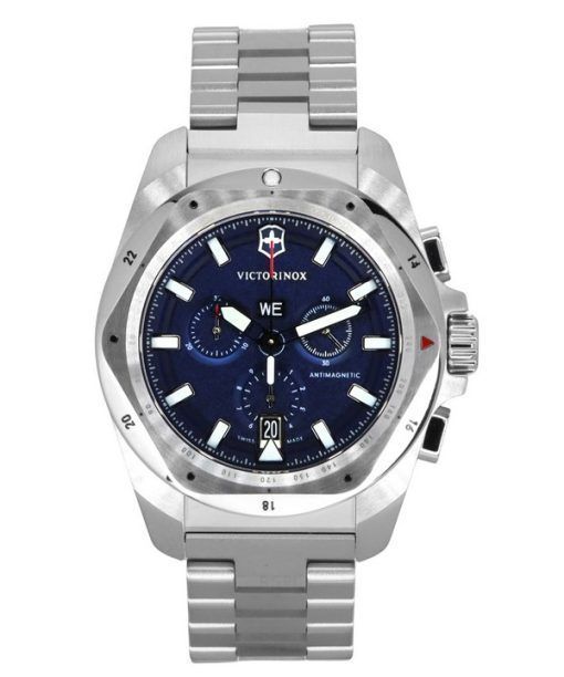 Victorinox Swiss Army INOX 크로노그래프 스테인레스 스틸 블루 다이얼 쿼츠 다이버 241985 200M 남성용 시계