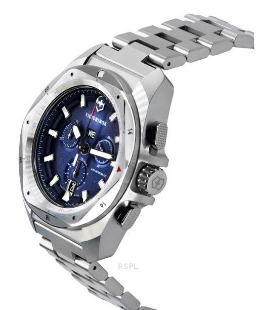 Victorinox Swiss Army INOX 크로노그래프 스테인레스 스틸 블루 다이얼 쿼츠 다이버 241985 200M 남성용 시계