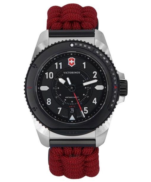 Victorinox Journey 1884 한정판 파라코드 스트랩 블랙 다이얼 쿼츠 다이버&#39,s 242016-1 200M 남성용 시계 선물 세트 포함