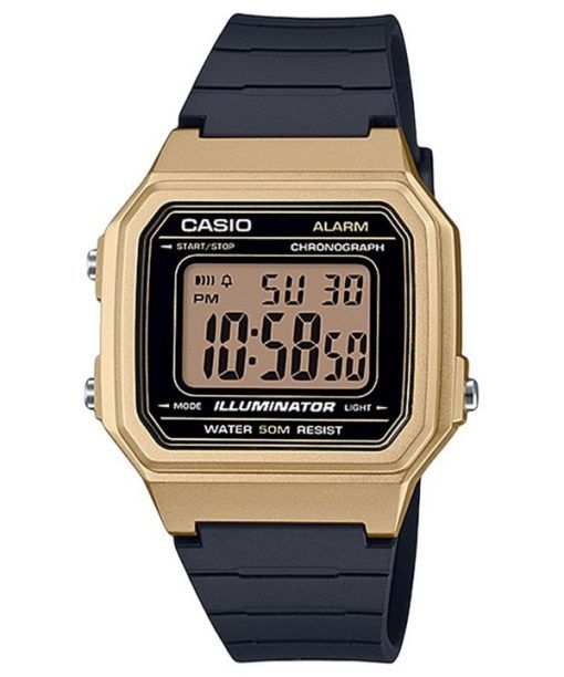 Casio 청소년 디지털 블루 레진 스트랩 쿼츠 W-217HM-9AV 남성용 시계