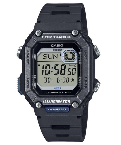 Casio 표준 디지털 스마트폰 링크 단계 추적기 수지 스트랩 쿼츠 WS-B1000-1AV 100M 남성용 시계