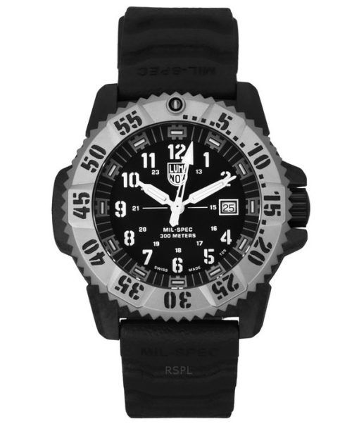 Luminox MIL SPEC 영감을 받은 군용 고무 스트랩 블랙 다이얼 쿼츠 다이버&#39,s XL.3351.SET 300M 남성용 시계 선물 세트 포함